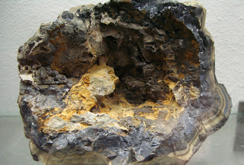 Schalenblende with Galena - Schmalgraf Mine, Aachen, Germany (Mineralogical Museum, Bonn) by Ra'ike