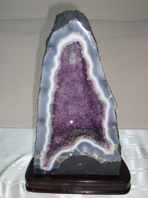 Amethyst Geode with Agate Mounted