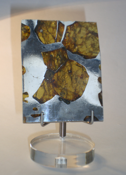 Stony-iron slice of Meteorite Pallasite